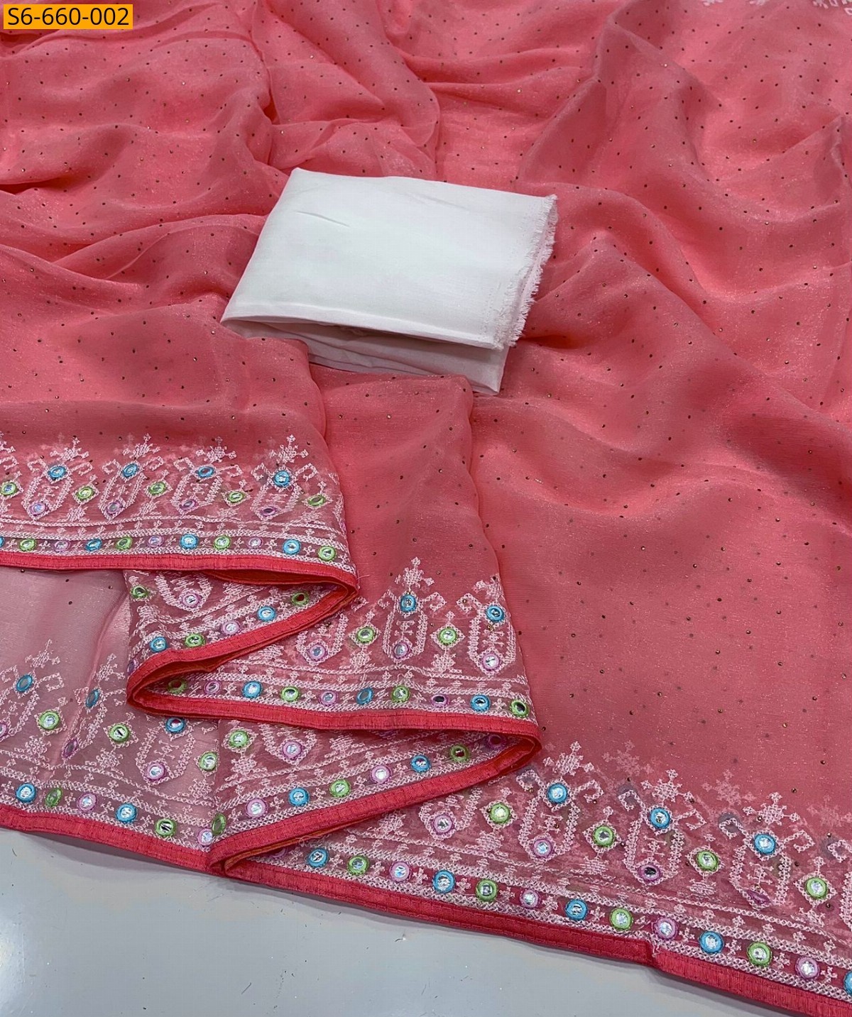 Pink Star georgette saree