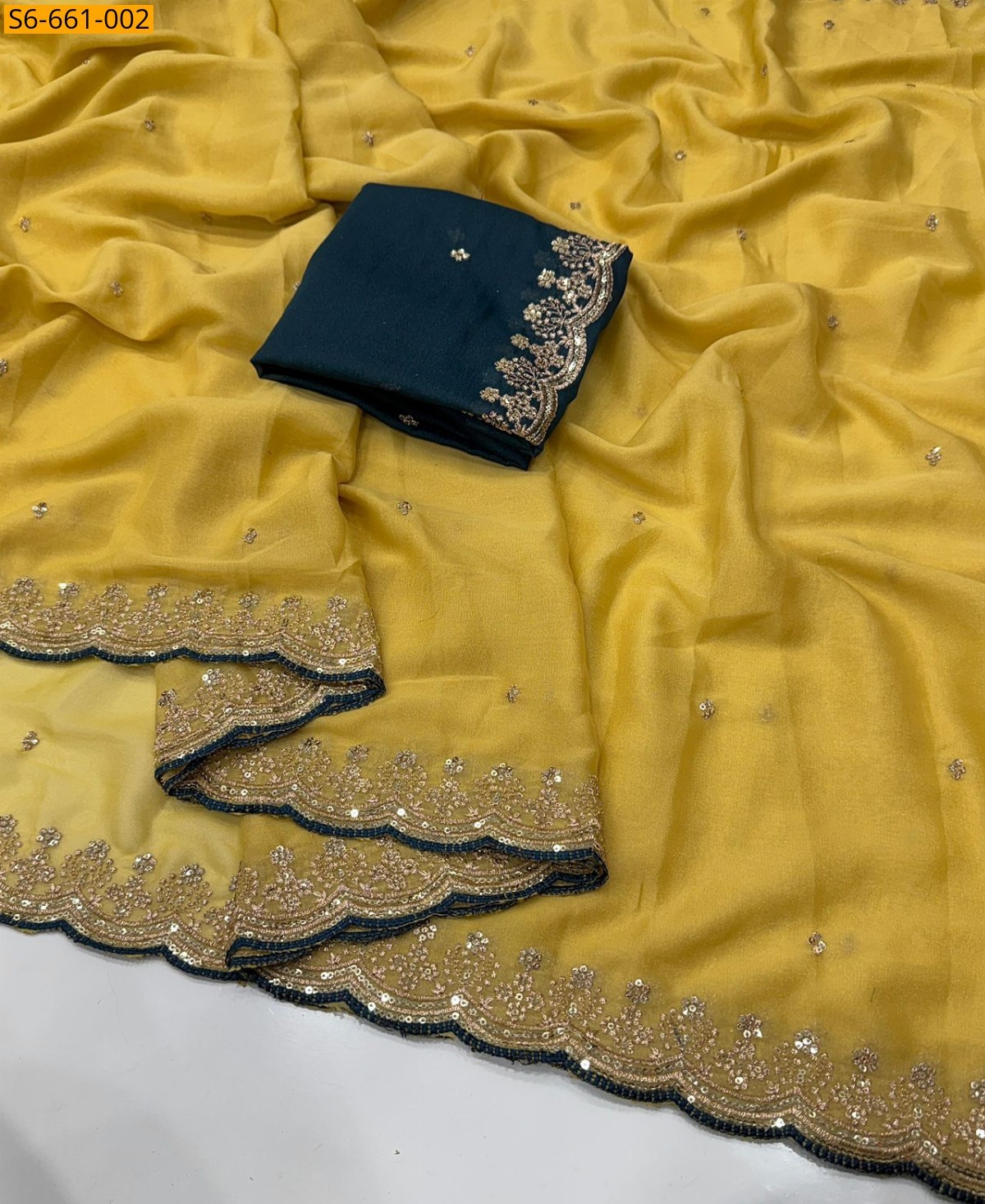 Star georgette saree - Yellow