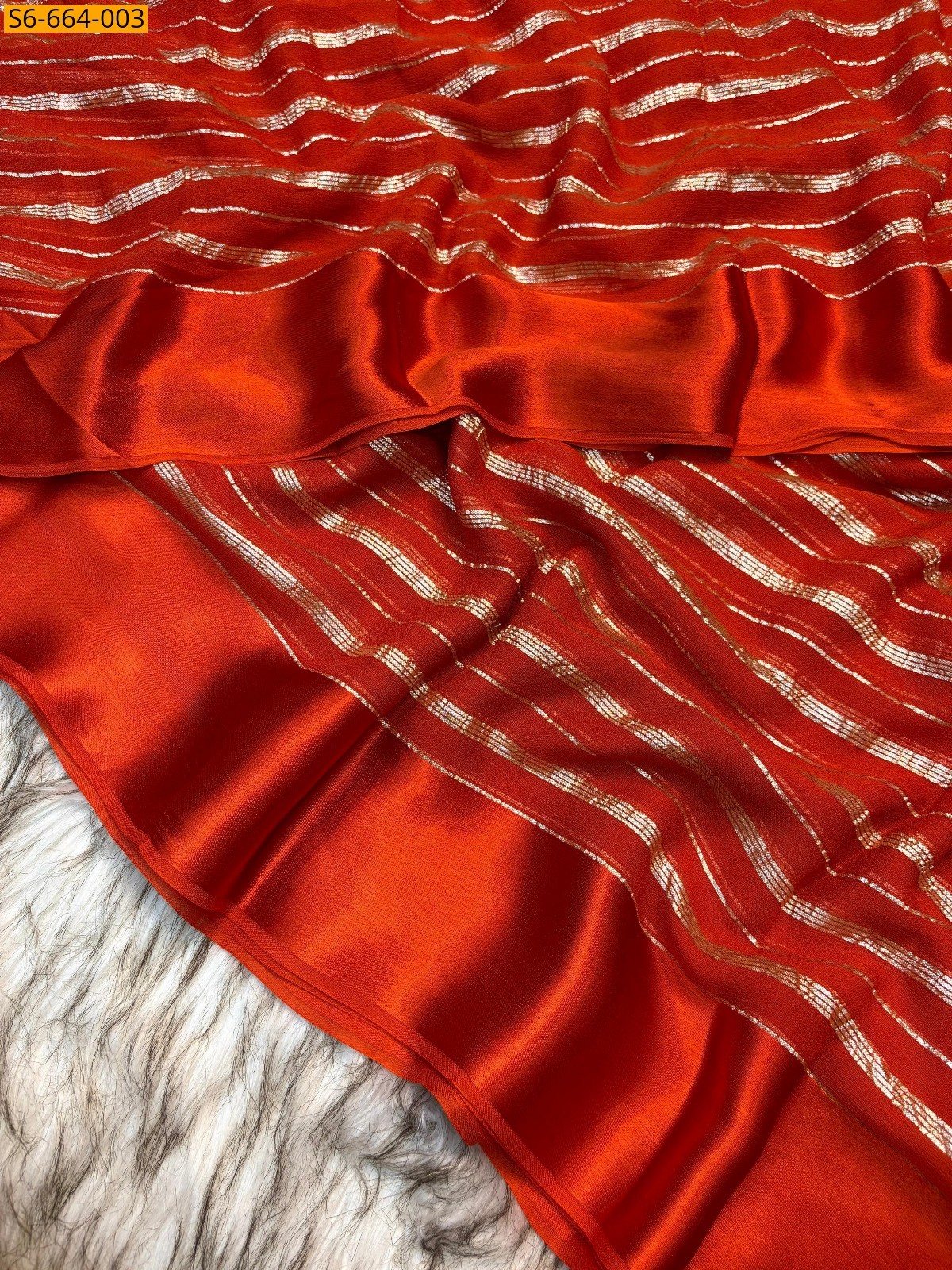 ancy Viscose saree - Orange