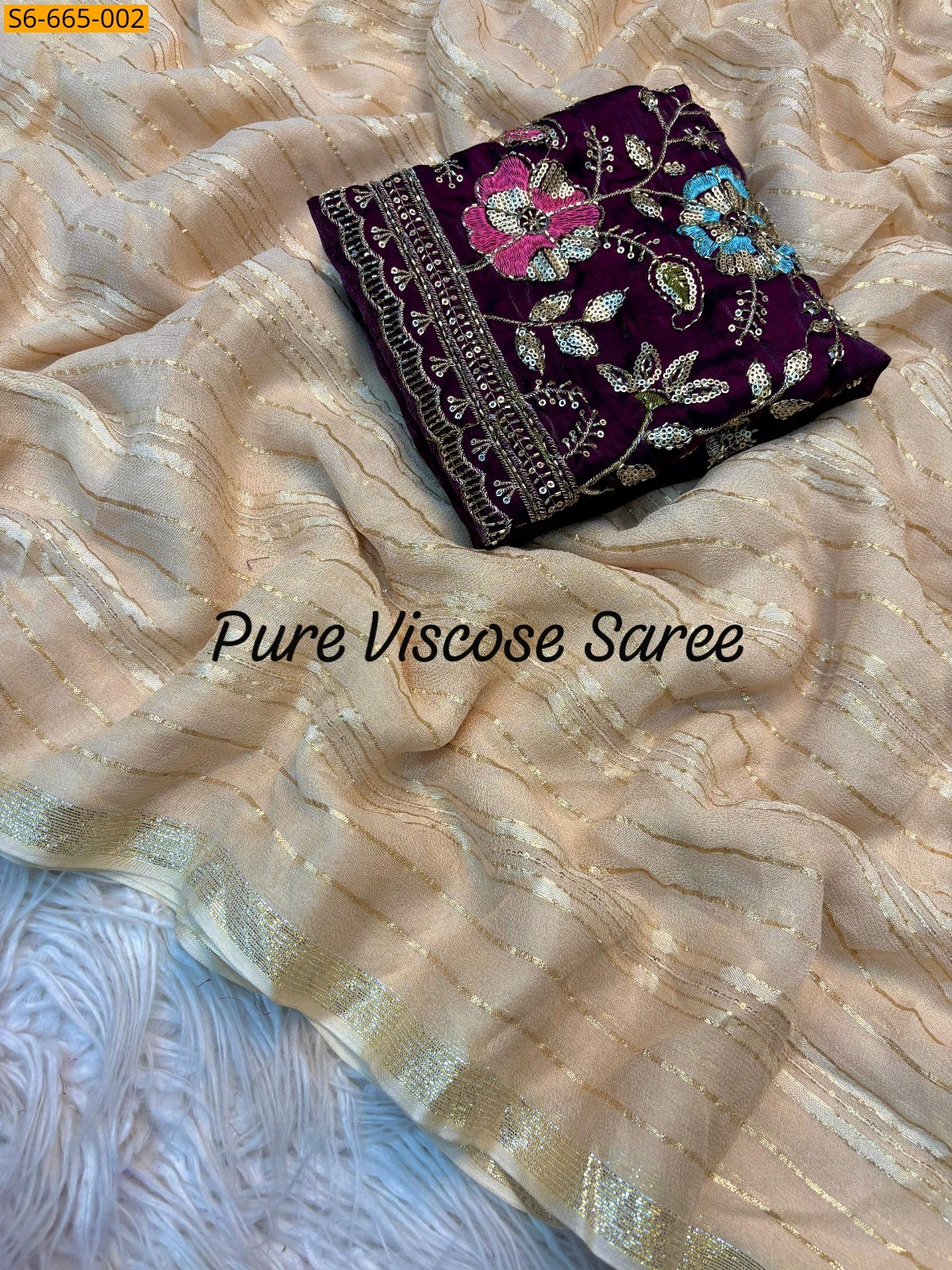Sandal Fancy Viscose georgette saree