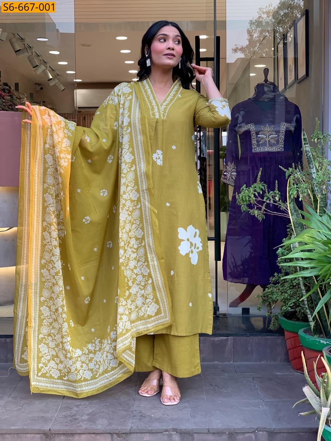 Green Fancy Jaipuri Printed Cotton Kurti Bottom Dupatta