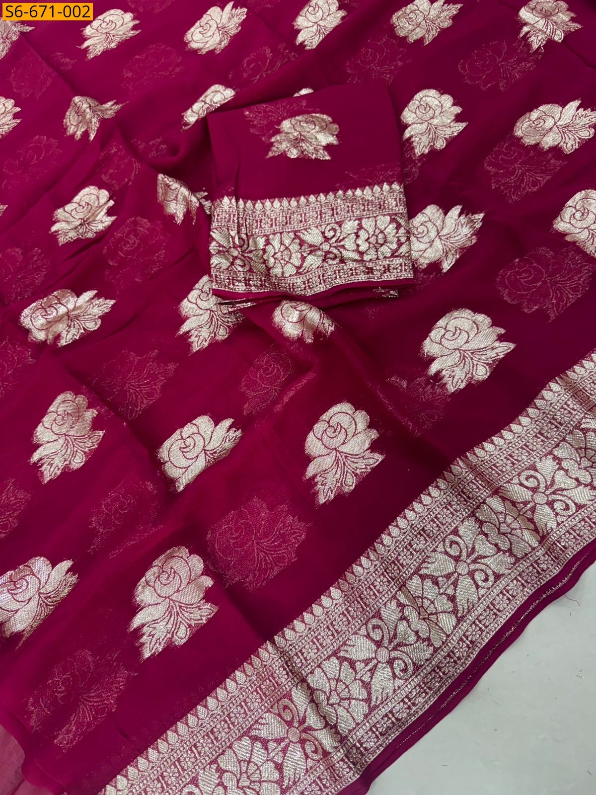 Maroon Viscose Georgette Saree