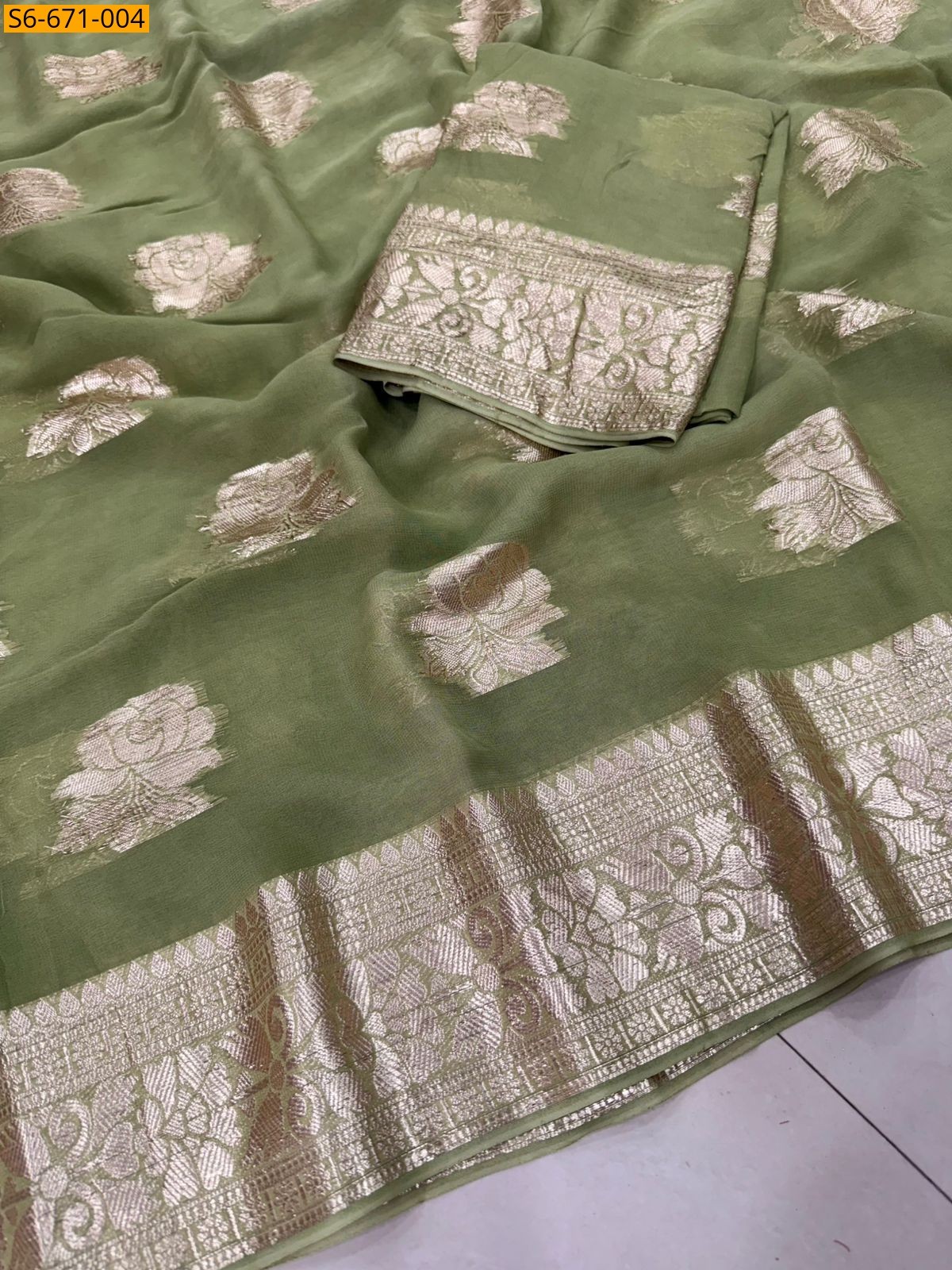 Pastel Green Viscose Georgette Saree