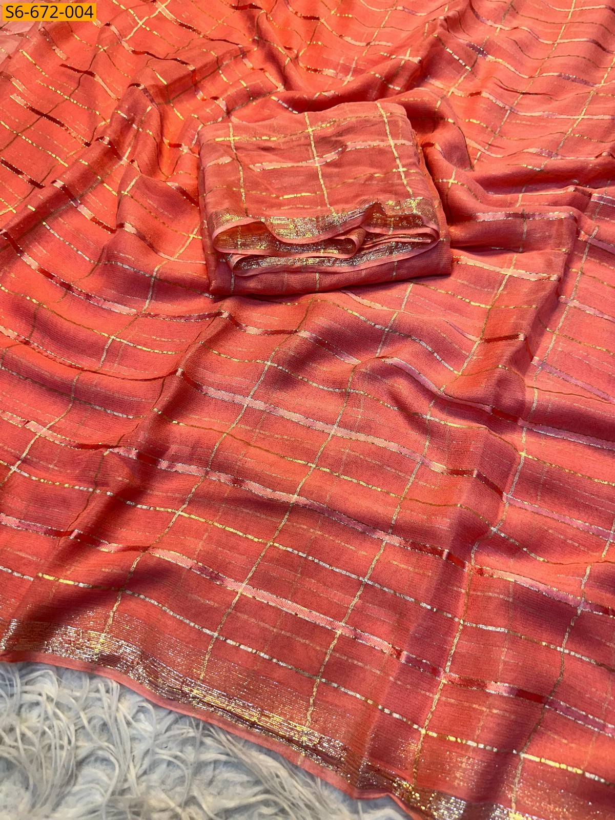 Orange Fancy Viscose Saree