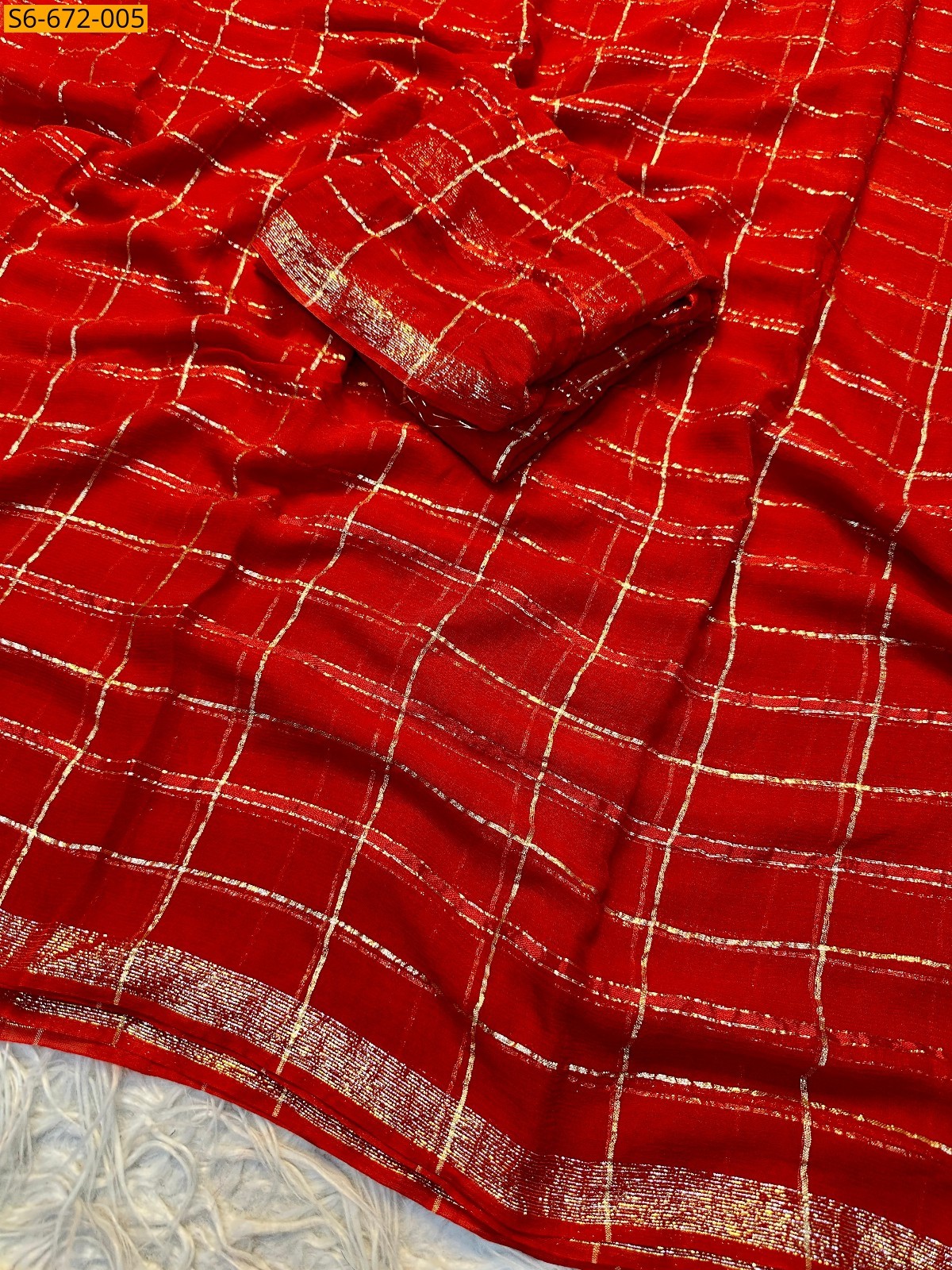 Red Fancy Viscose Saree