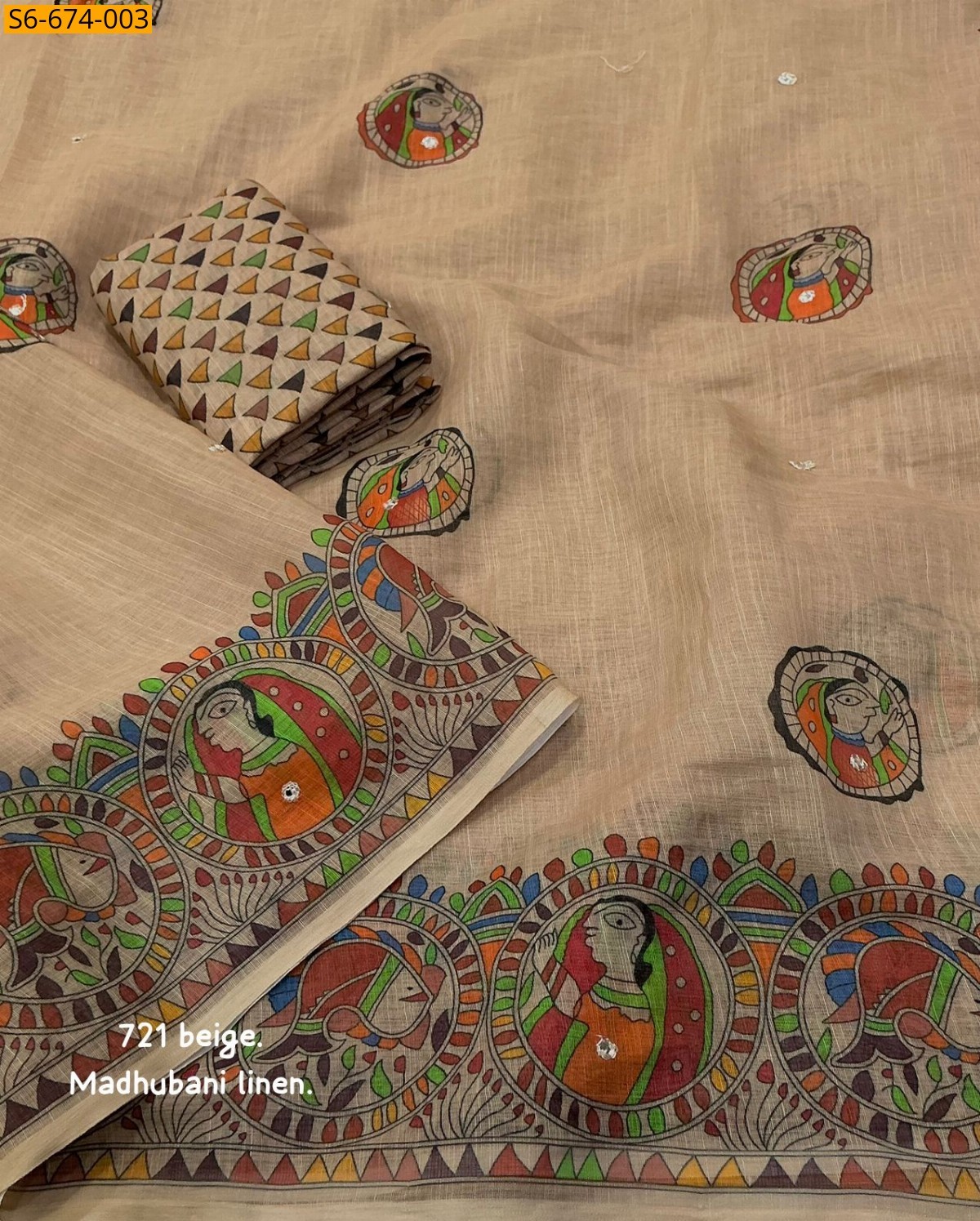 Fancy Linen Printed sarees - Onion Pink