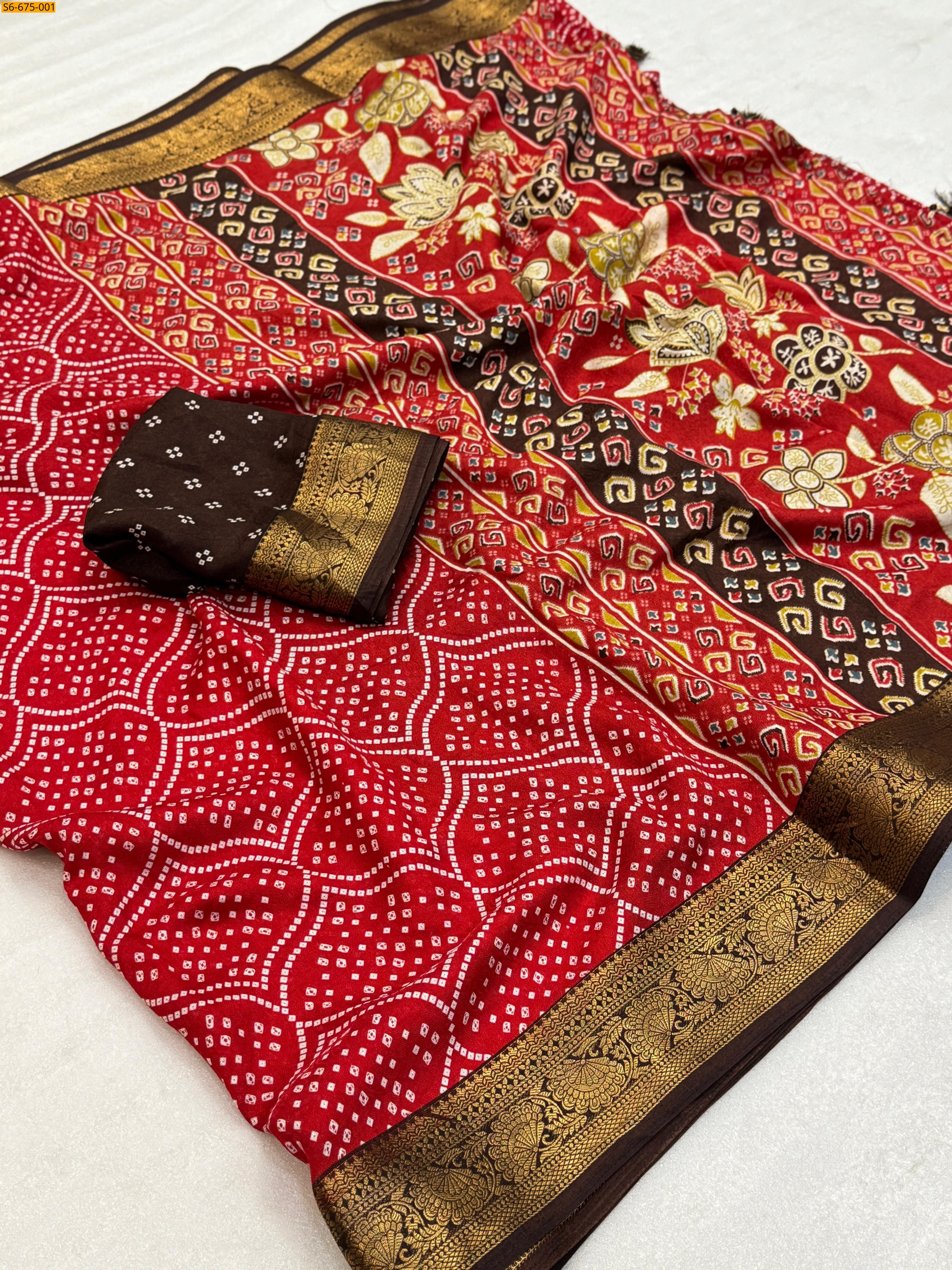 Red Fancy marsh mellon Printed sarees
