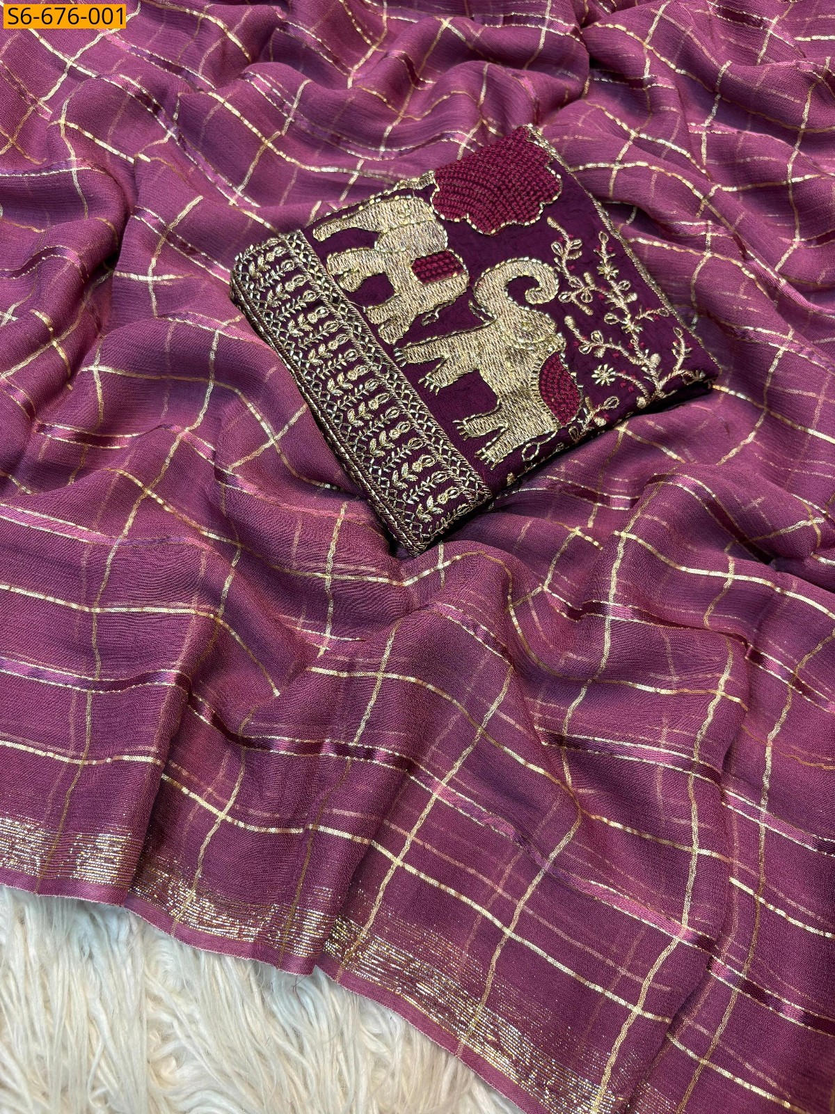 Pink Fancy viscose designer sarees