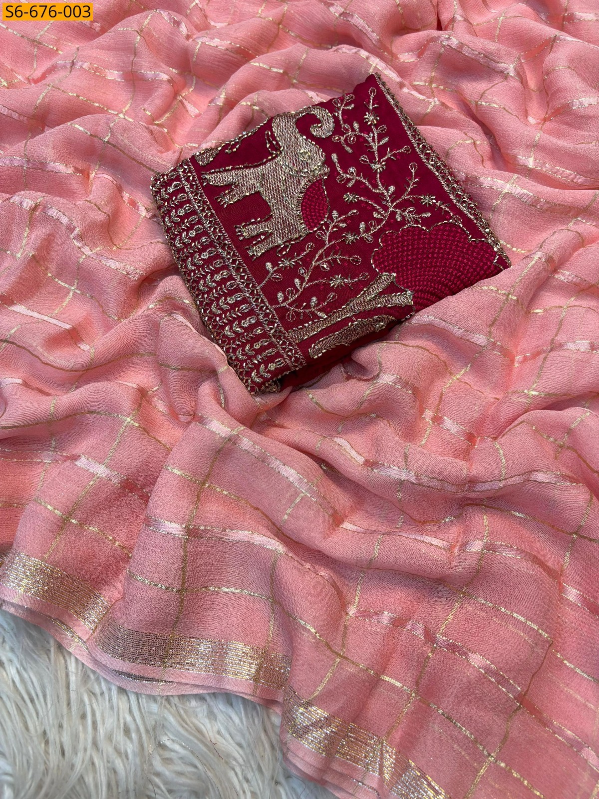 Peach Fancy viscose designer sarees