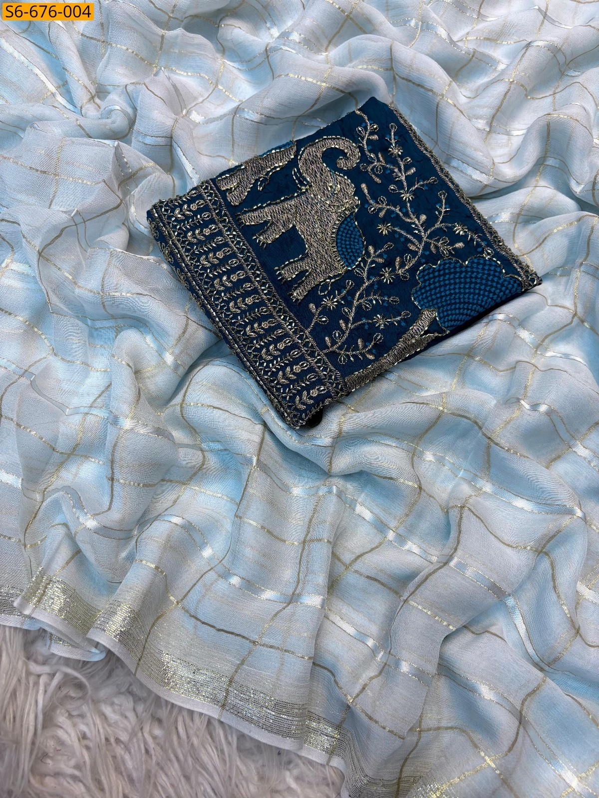 Sky Blue Fancy viscose designer sarees