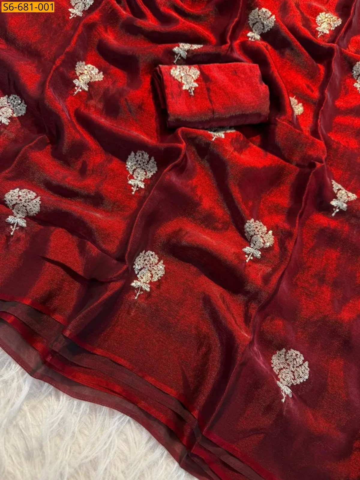 Red Soft Space Silk Sarees