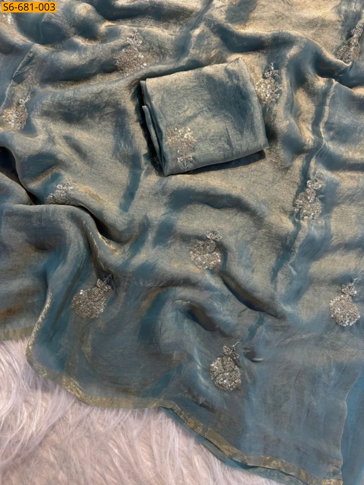 Grey Soft Space Silk Sarees