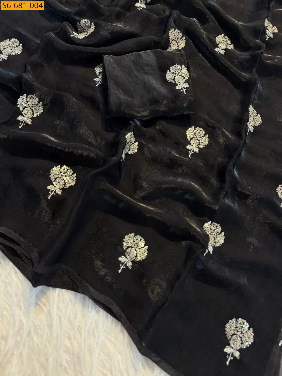 Black Soft Space Silk Sarees