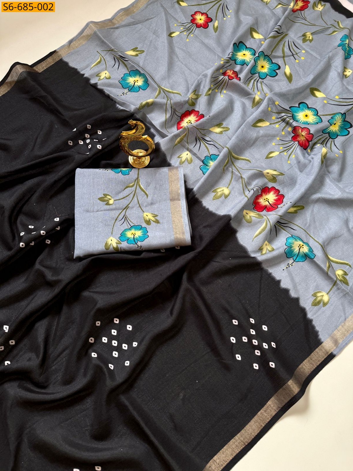 Black Fancy mulmul cotton sarees