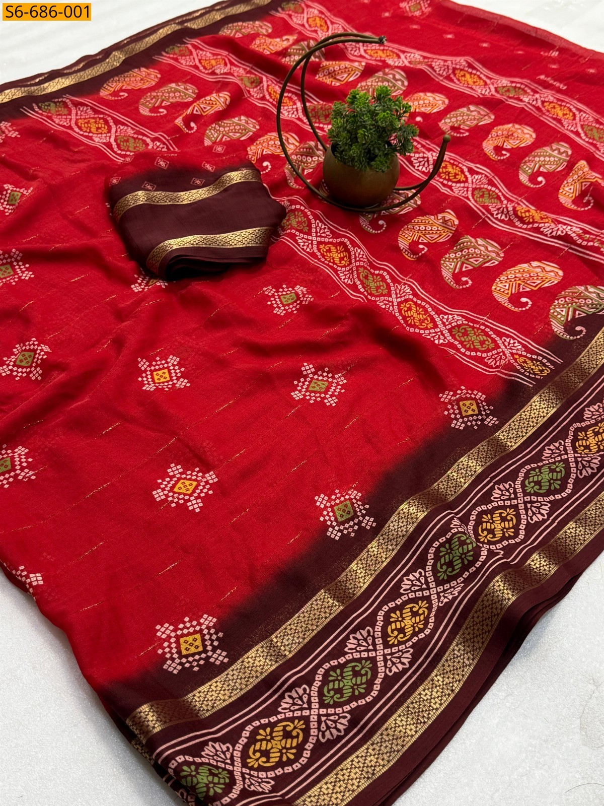 Red Fancy Marshmellow Sarees