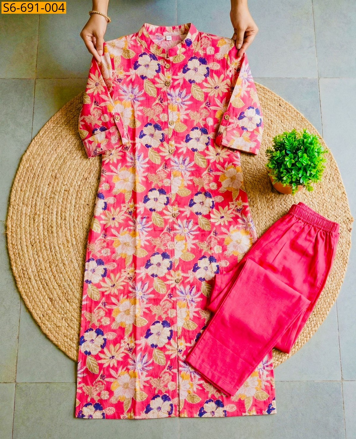 Peach Fancy Bamboo Cotton Co Ord Set