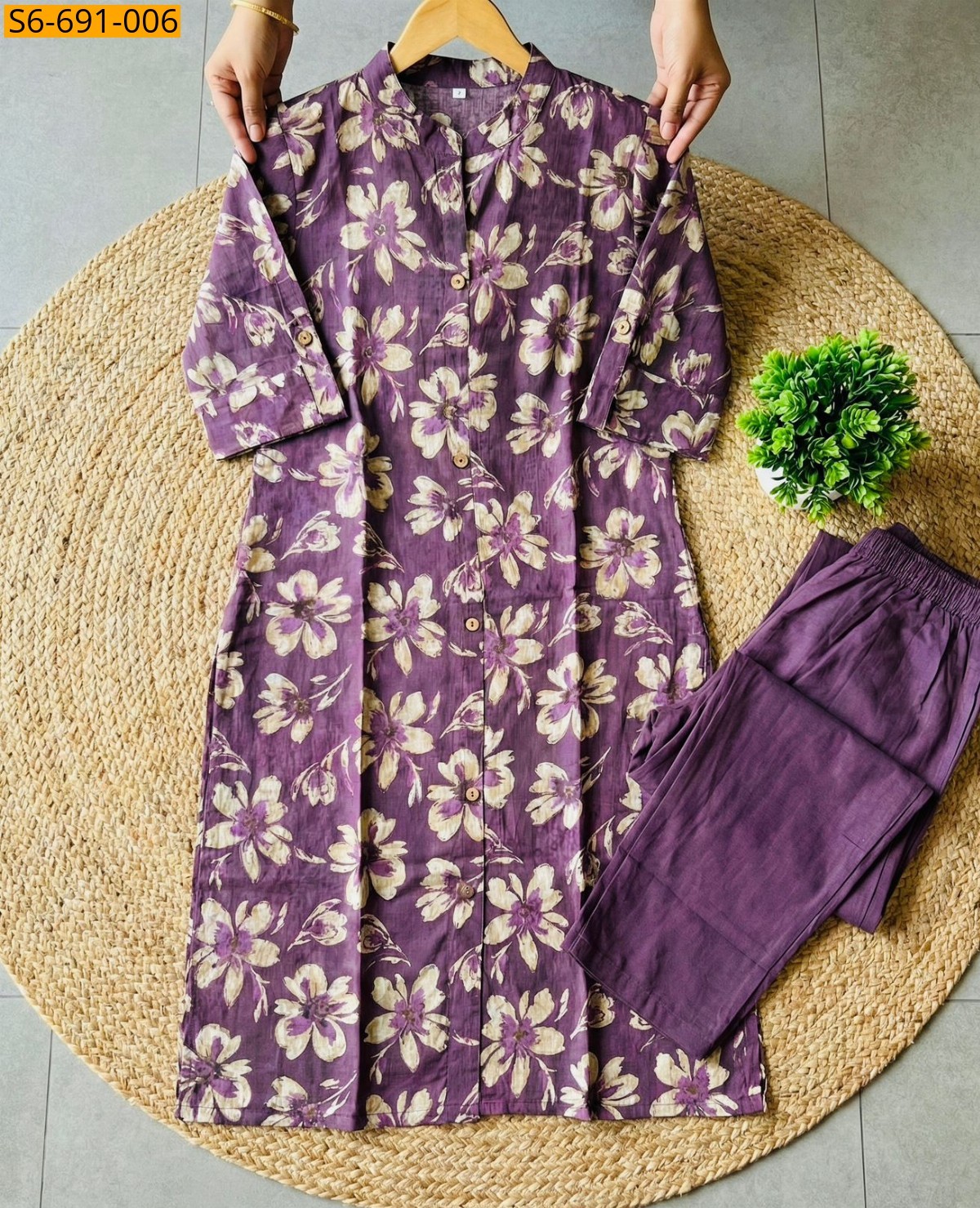 Violet Fancy Bamboo Cotton Co Ord Set
