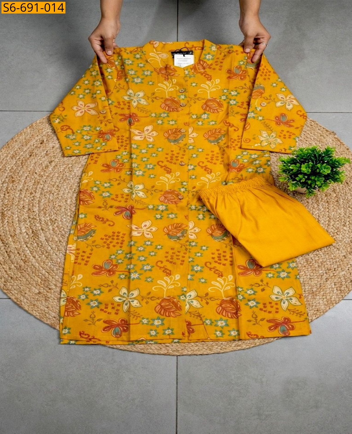 Mustard Fancy Bamboo Cotton Co Ord Set
