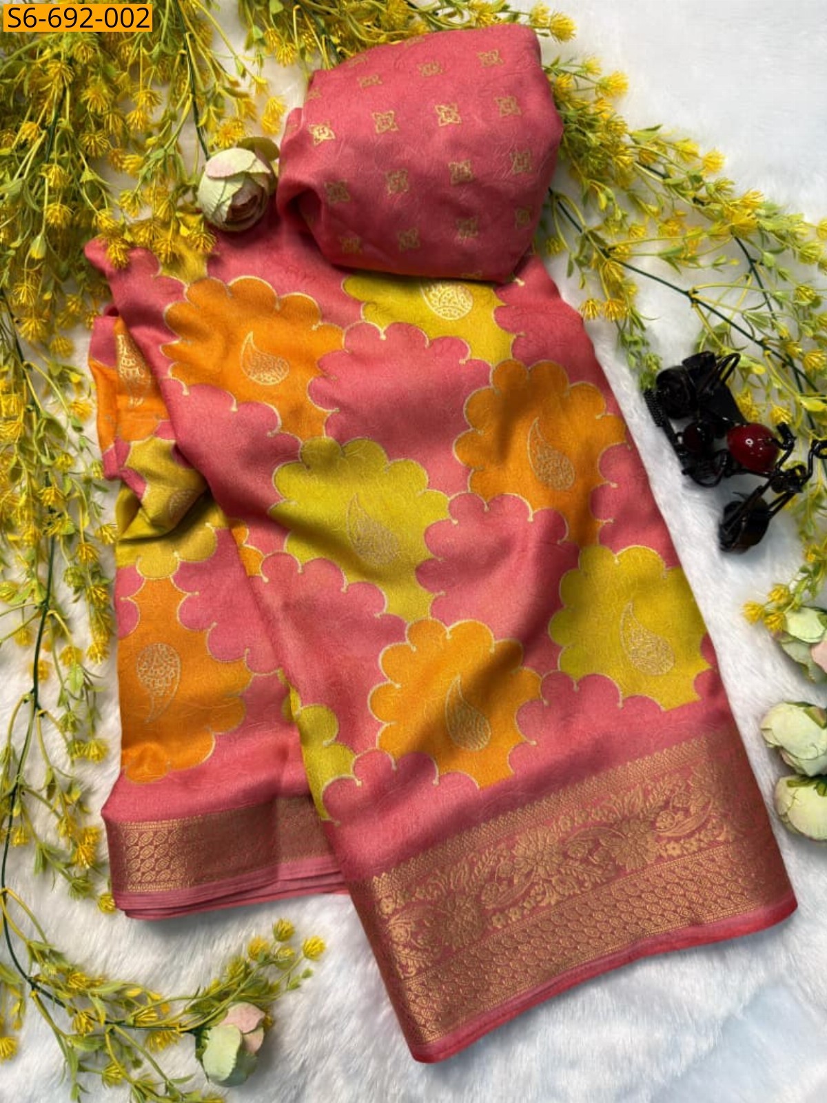 Peach Fancy Marshmellow Saree