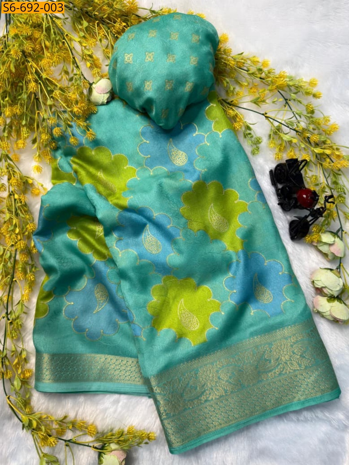 Blue Fancy Marshmellow Saree