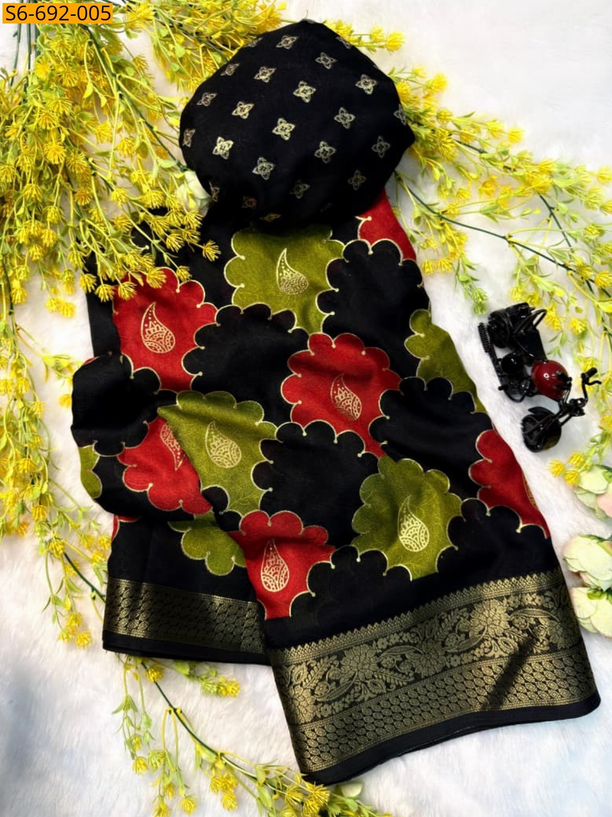 Black Fancy Marshmellow Saree