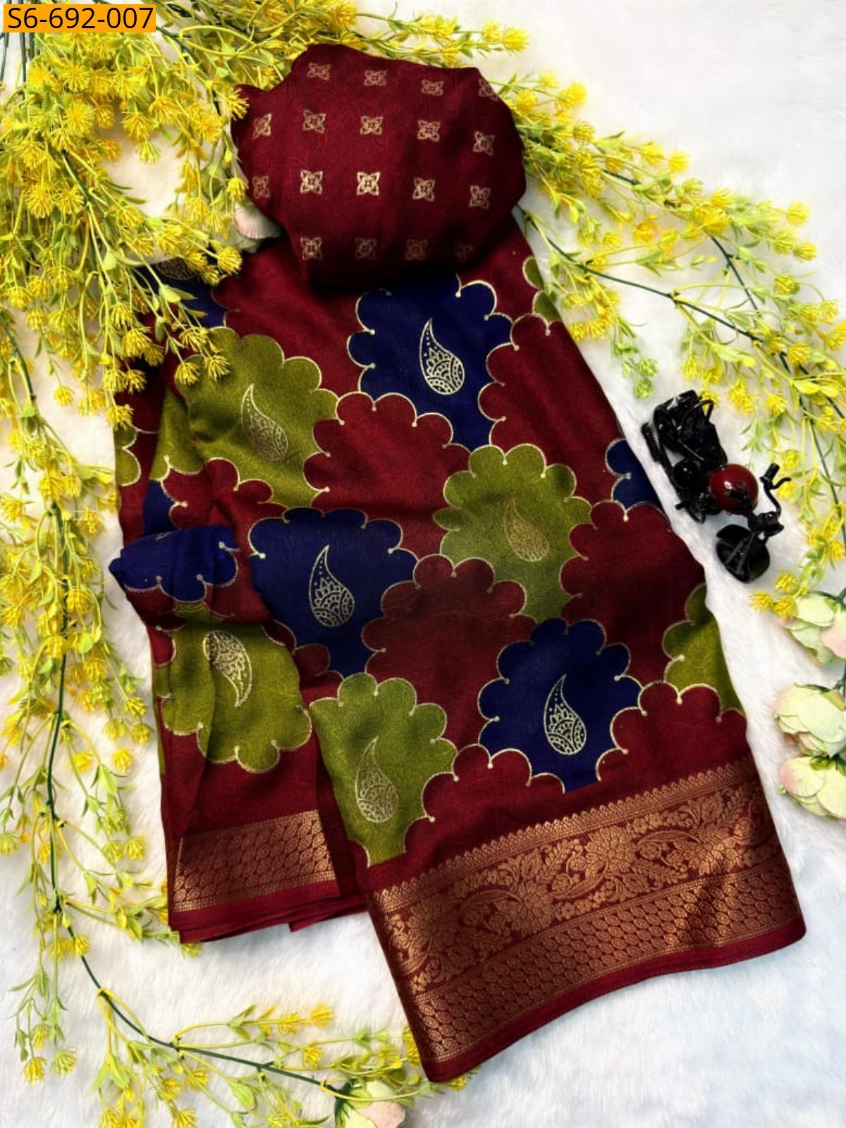 Maroon Fancy Marshmellow Saree