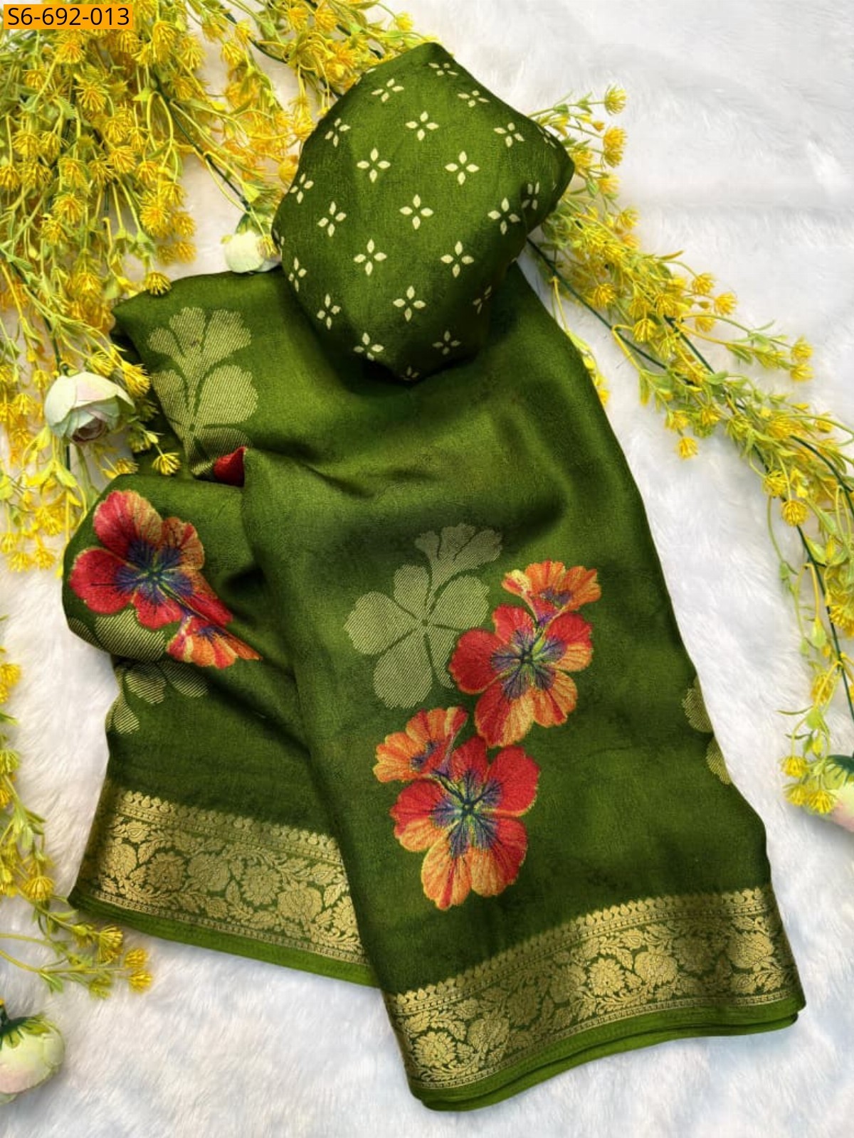 Green Fancy Marshmellow Saree