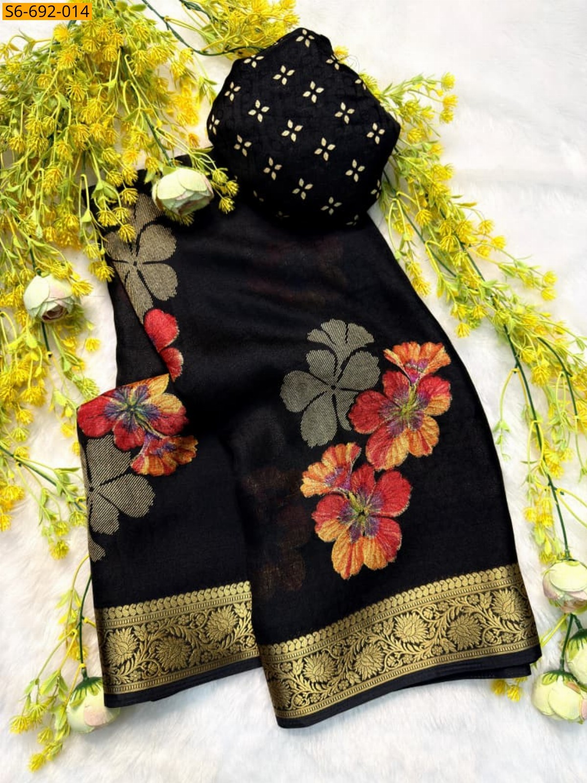 Black Fancy Marshmellow Saree