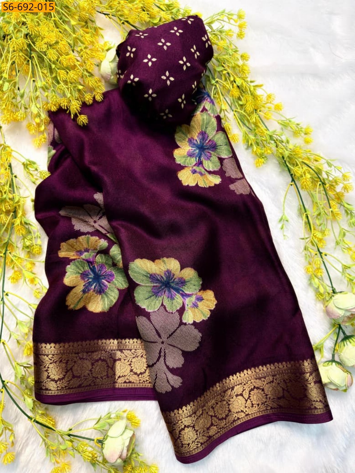 Wine Fancy Marshmellow Saree