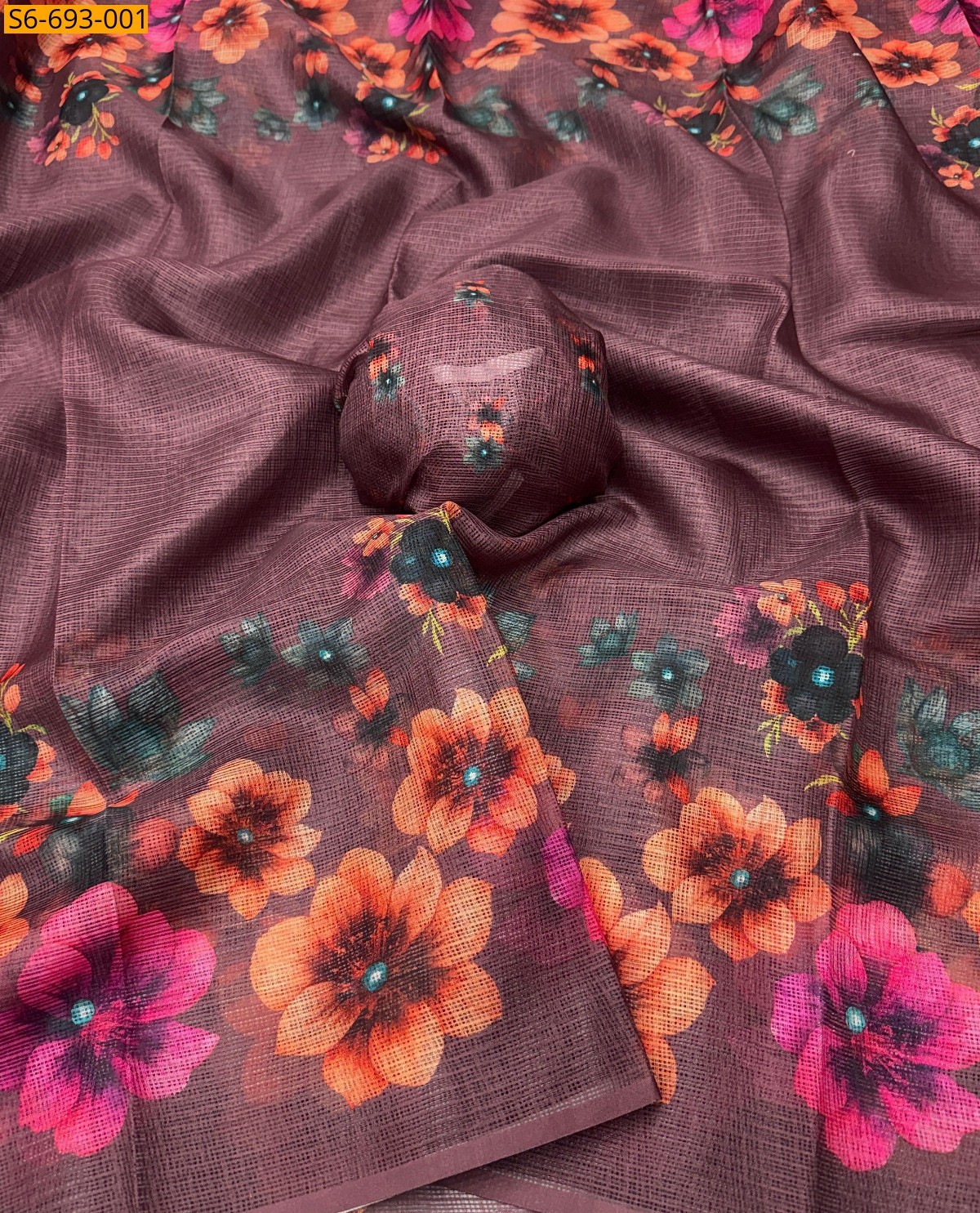 Brown Soft Kota Checks Sarees