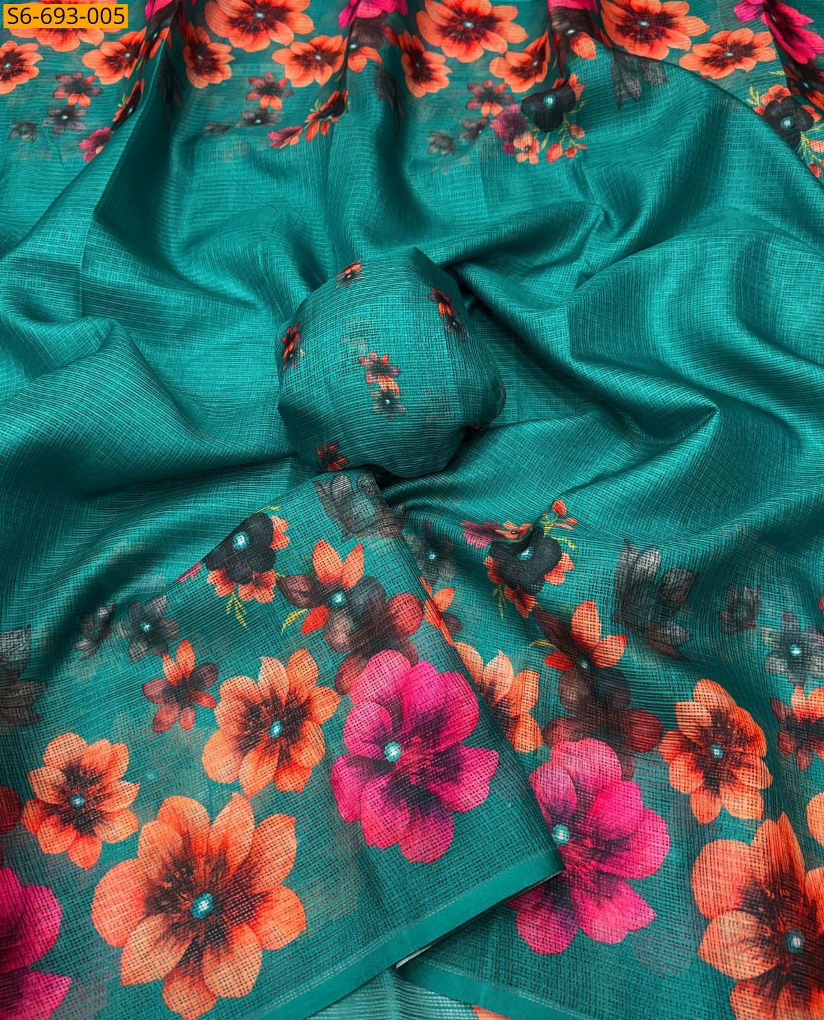 Green Soft Kota Checks Sarees