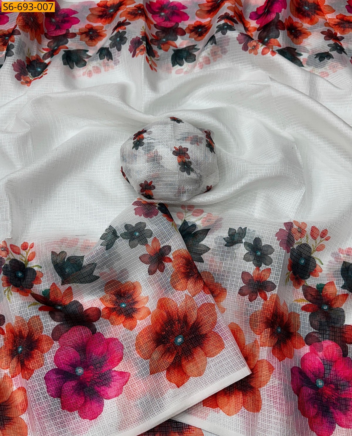 White Soft Kota Checks Sarees