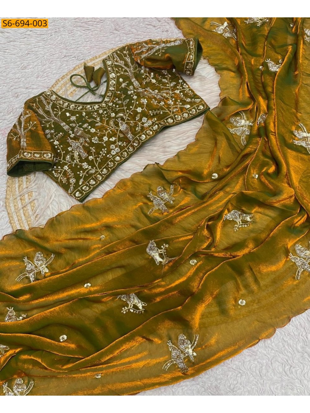 Premium Fandy Satin Sarees