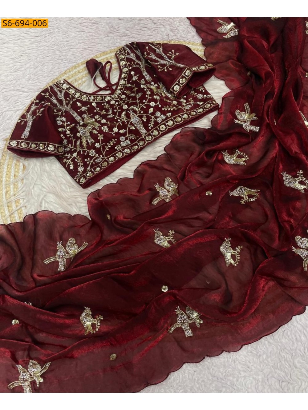 Premium Fandy Satin Sarees