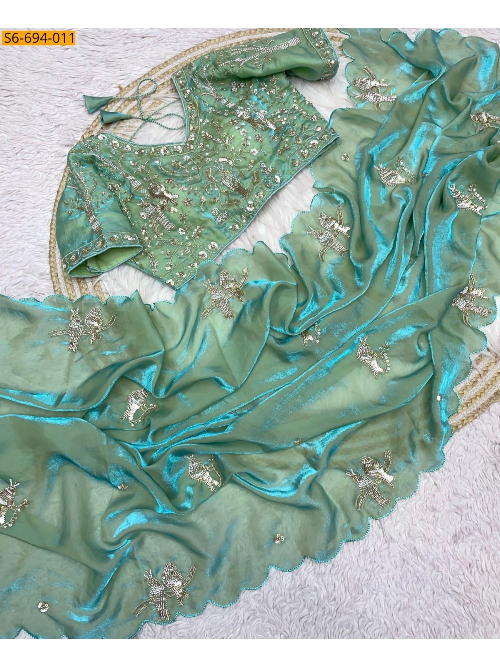 Premium Fandy Satin Sarees