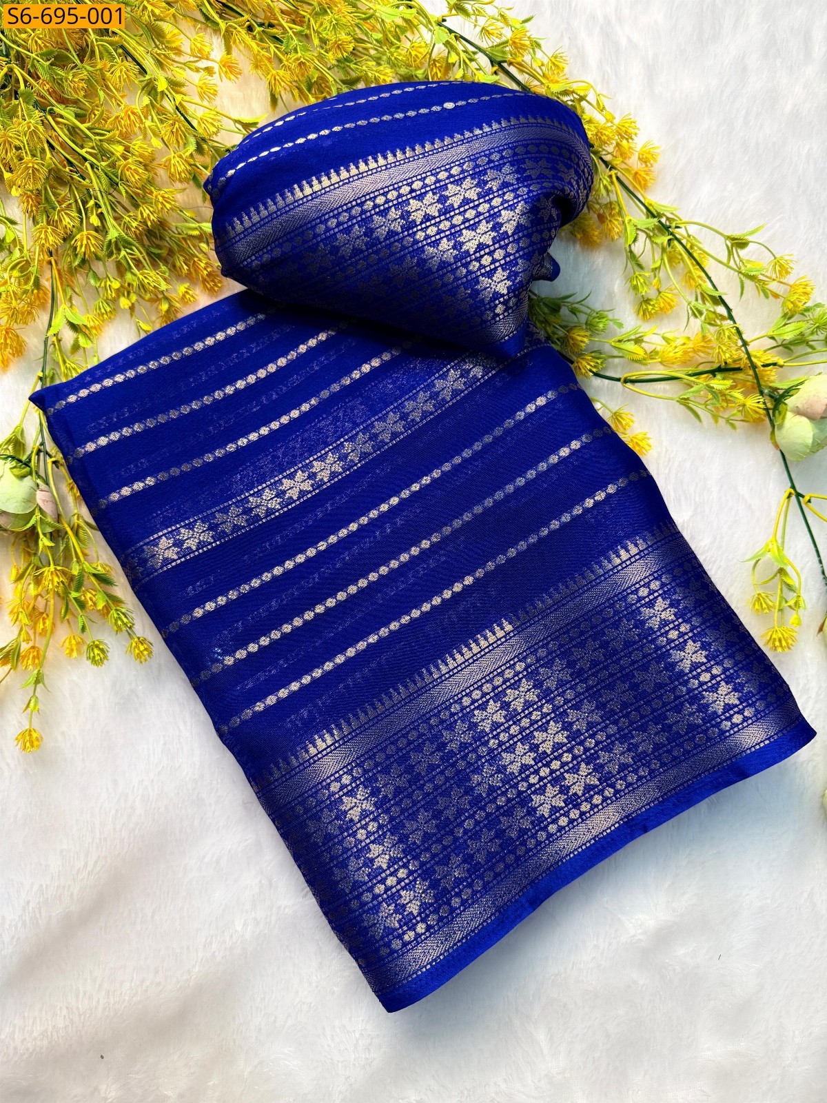 Blue Fancy georgette saree