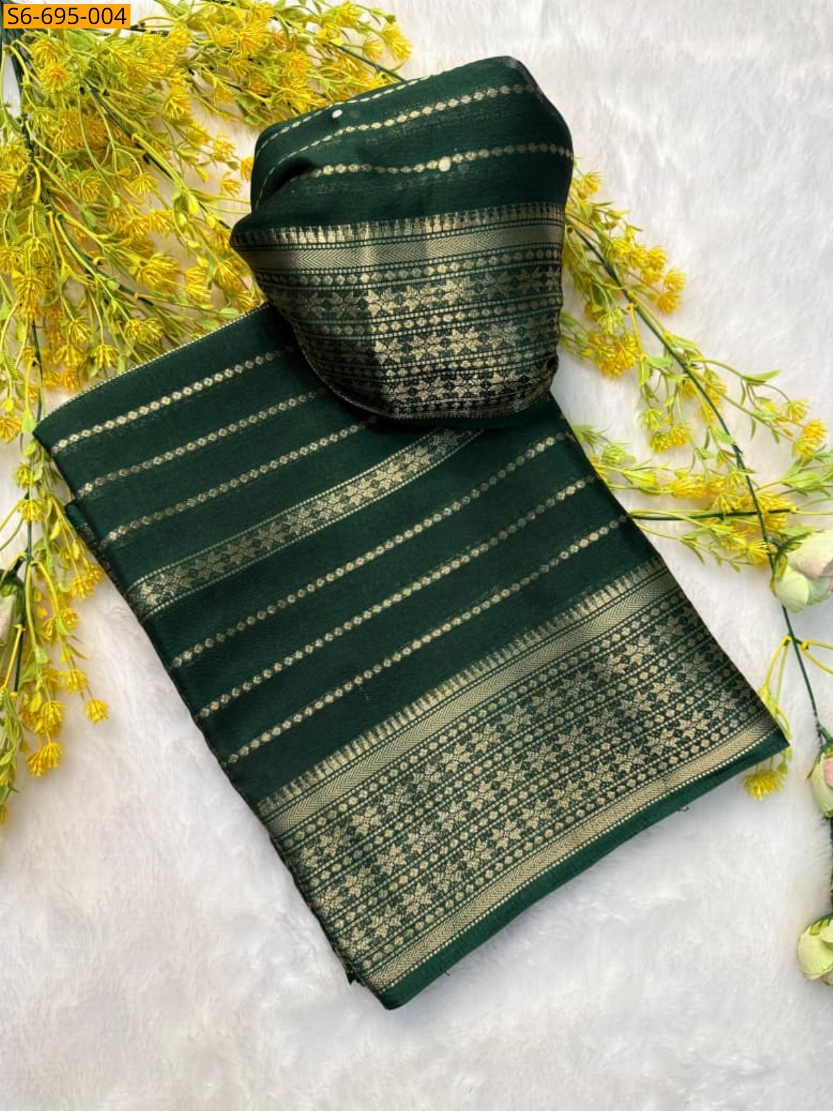 Dark Green Fancy georgette saree