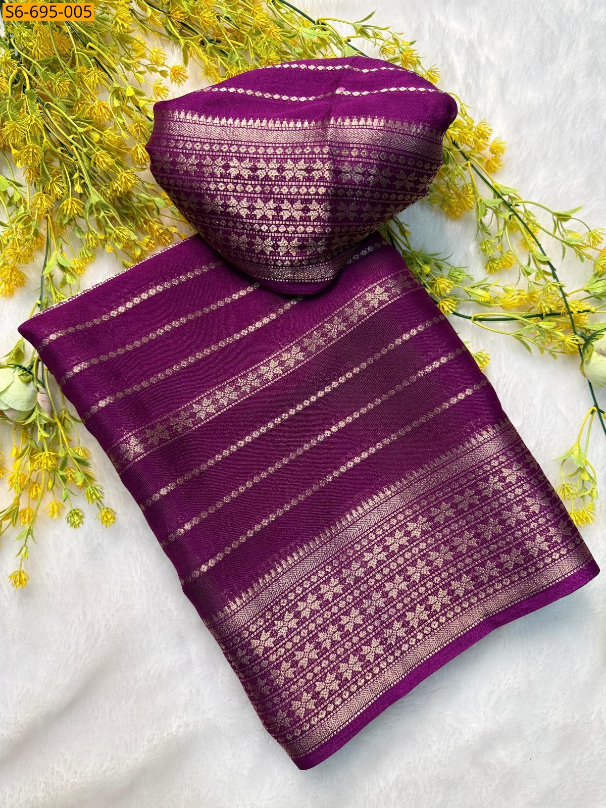 Megenta Fancy georgette saree