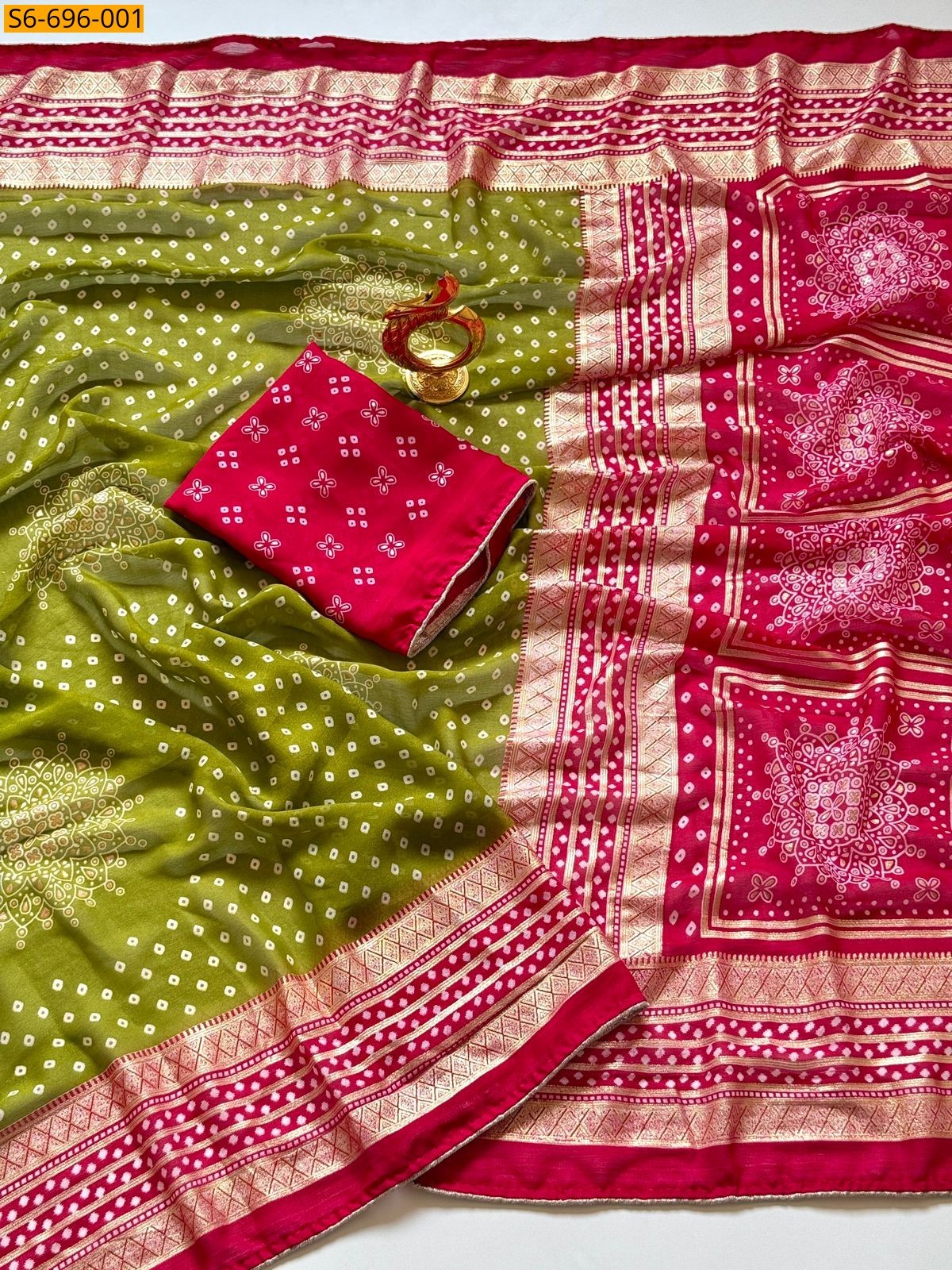 Green Fancy Moss Printed Saree