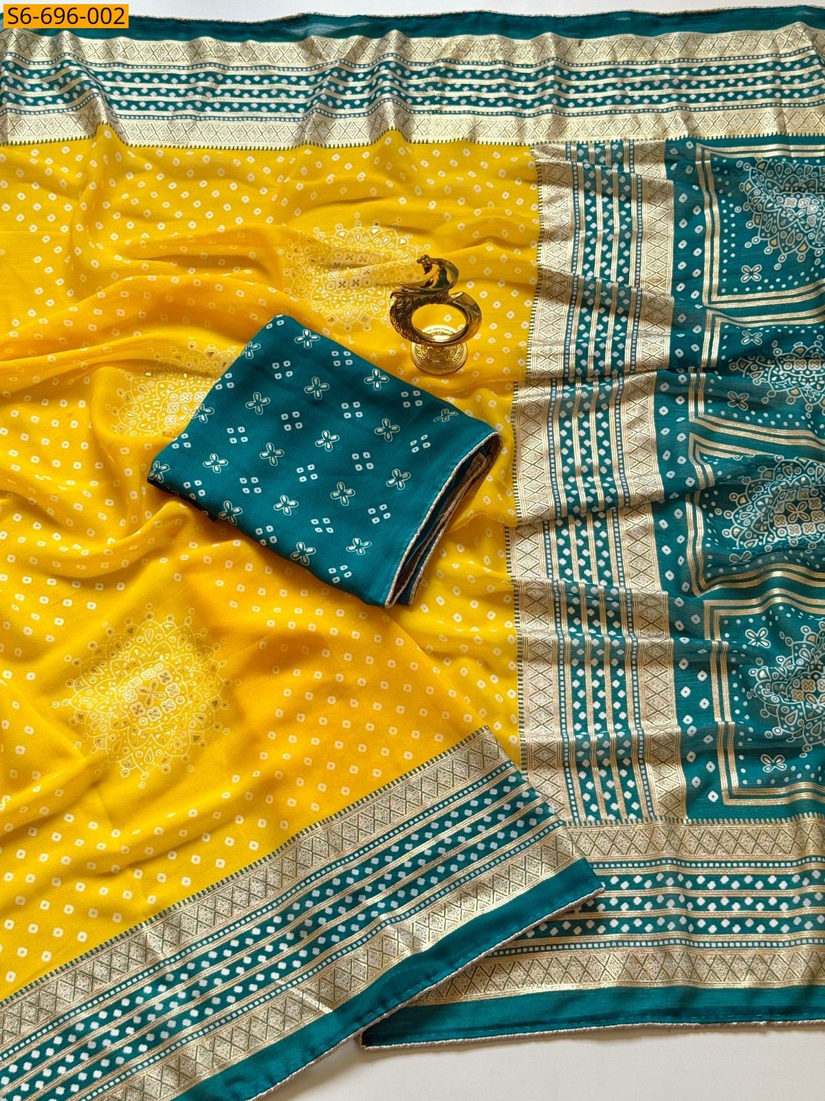 Yellow Fancy Moss Printed Saree
