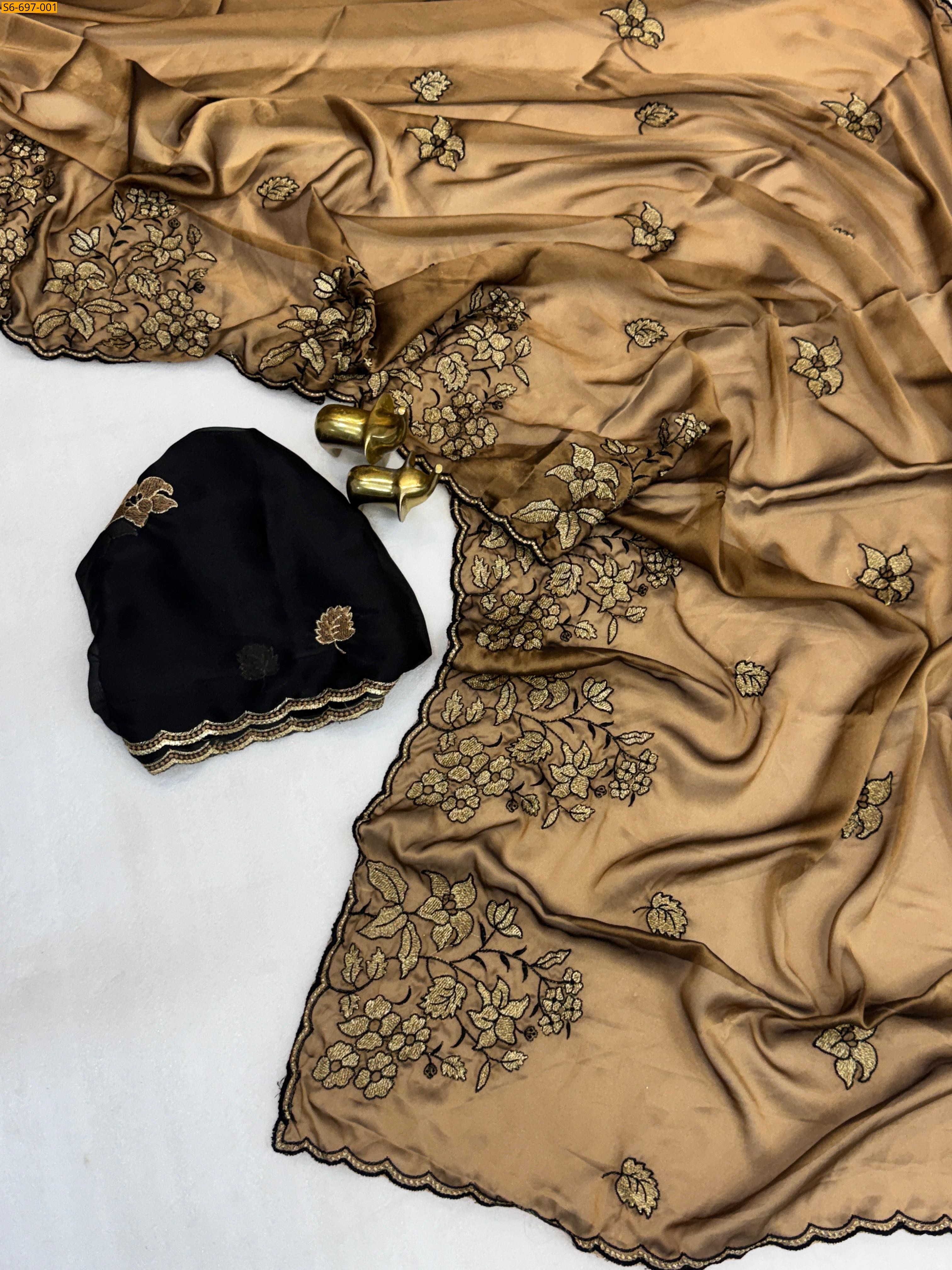 Choco Brown Fancy Rangoli silk Saree