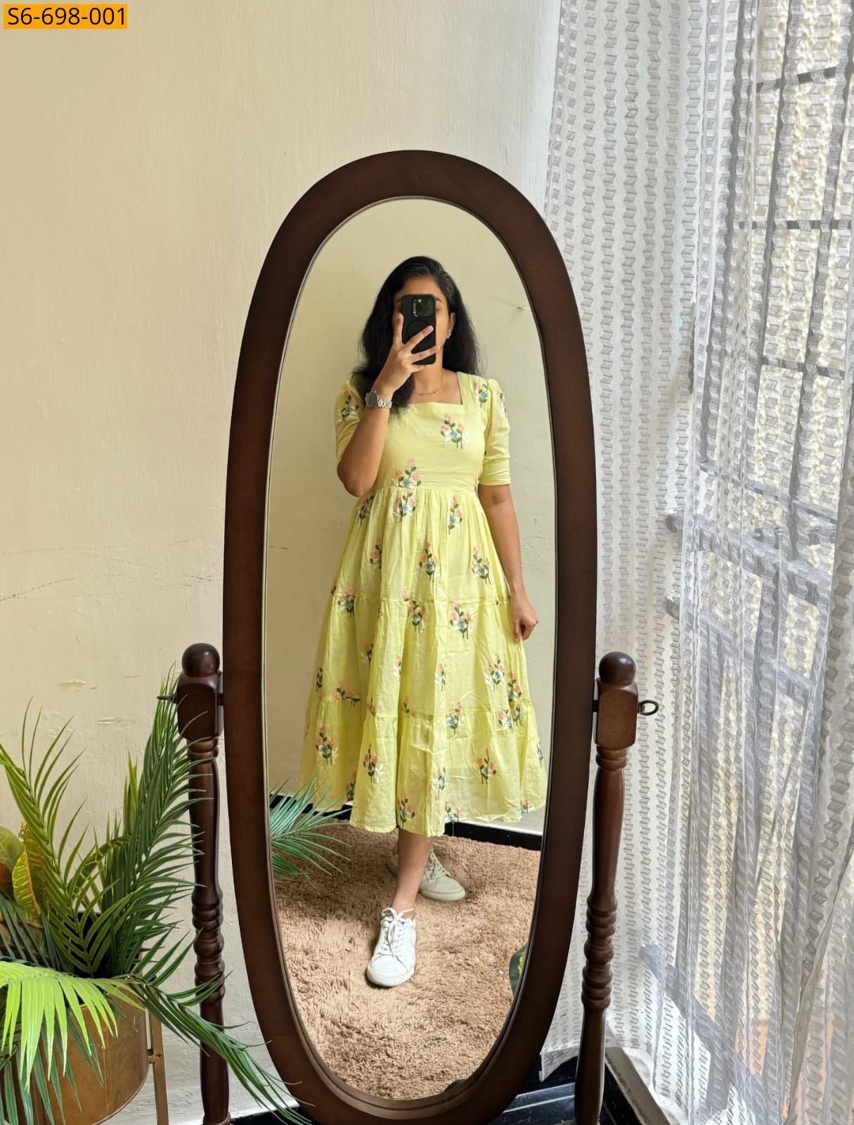 Light Yellow Fancy Chanderi Cotton Maxi