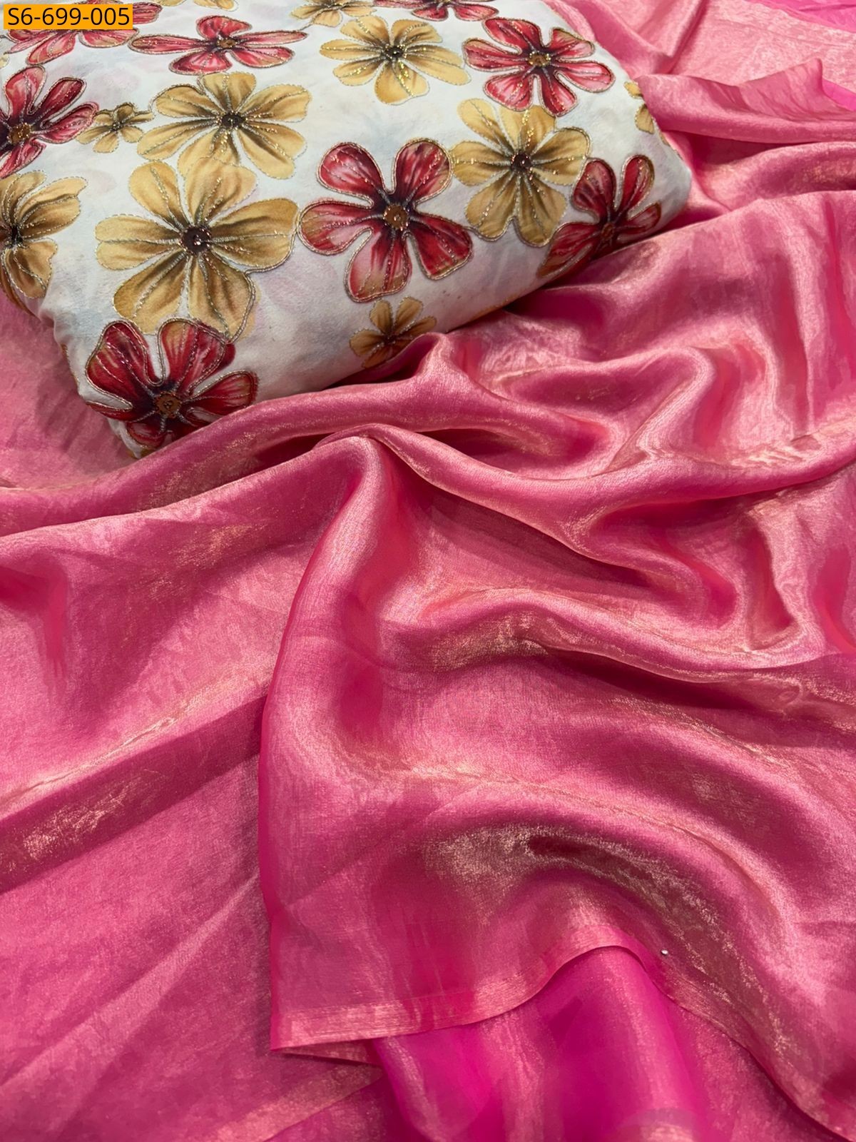 Pink Space Fendy Sattin Saree