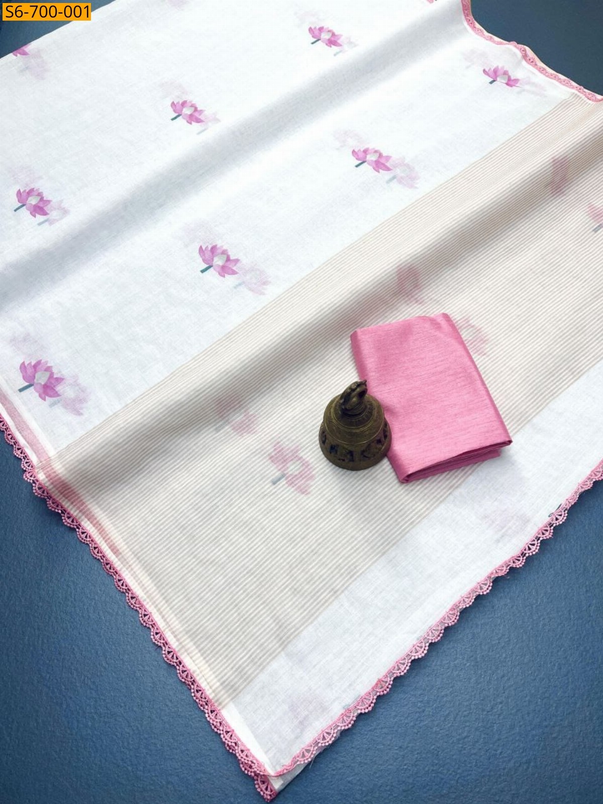 Pink Plain Soft Linen  Saree