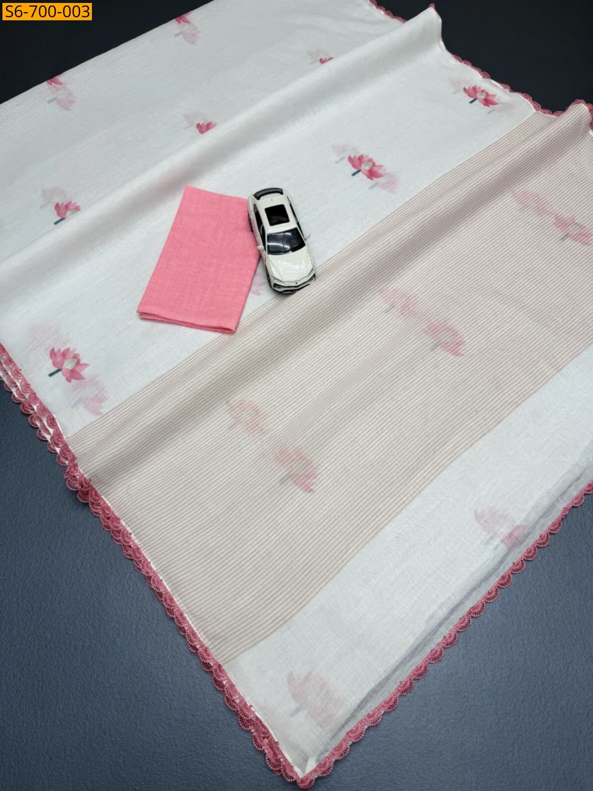 Light Pink Plain Soft Linen  Saree