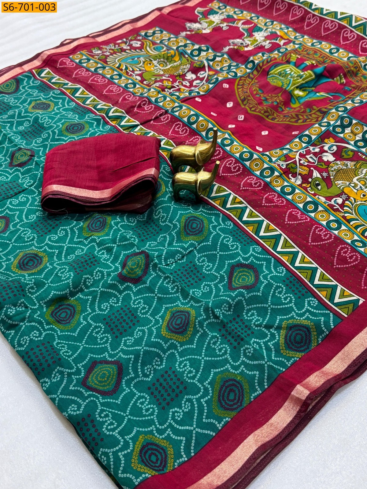 Mangalagiri silk saree - Rama Green