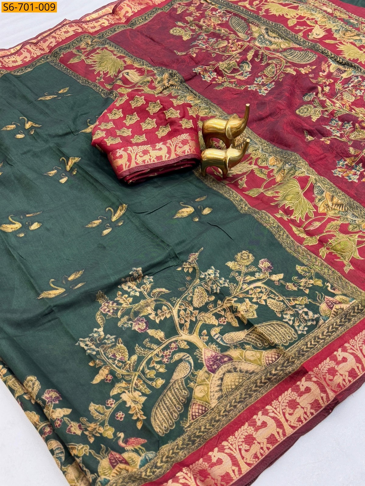 Dark Green Mangalagiri silk saree