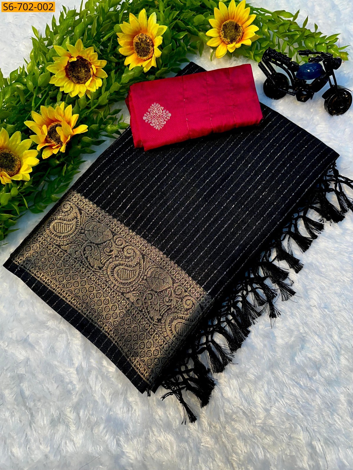 Black Soft dola silk sarees