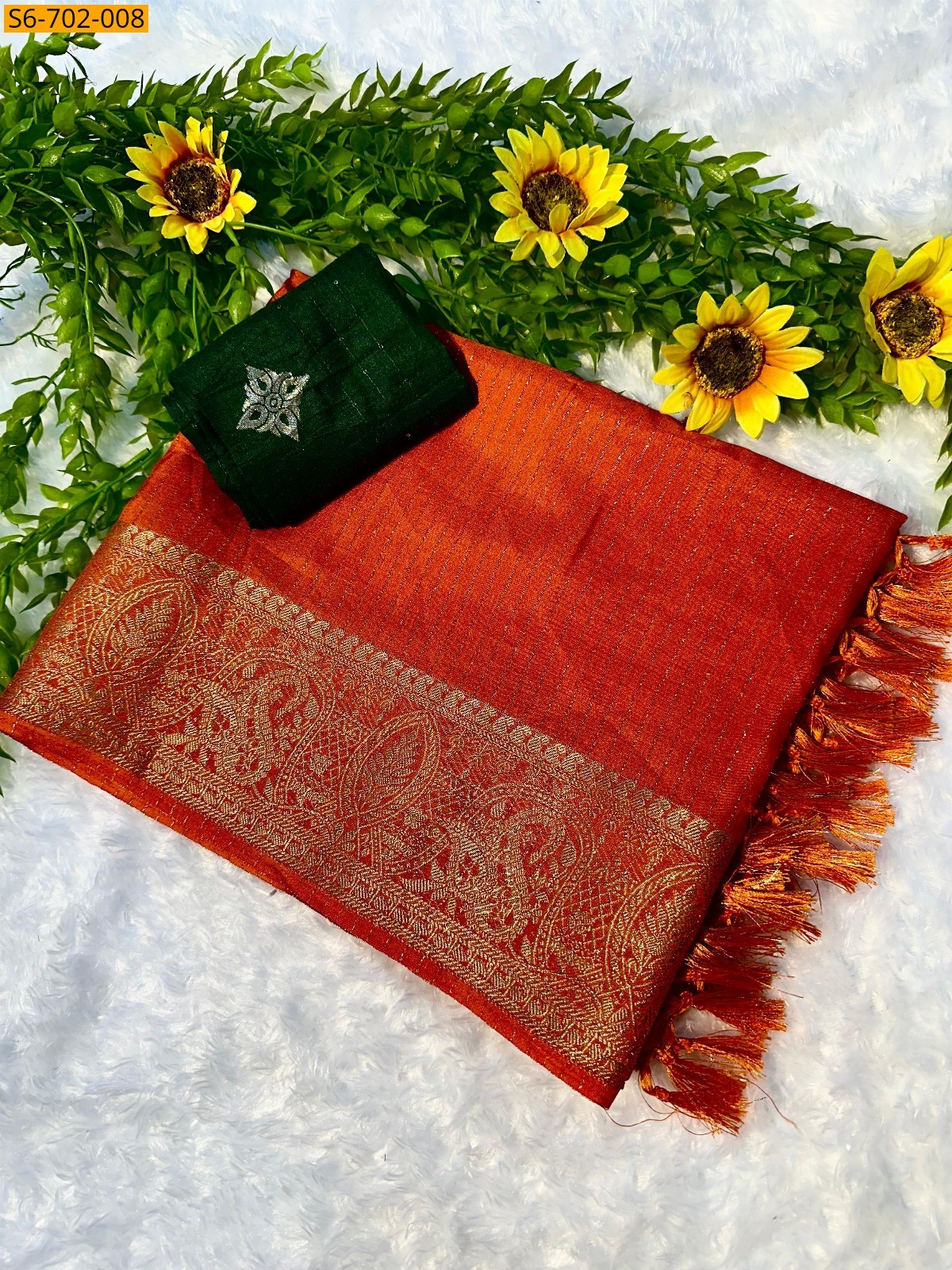 Orange Soft dola silk sarees