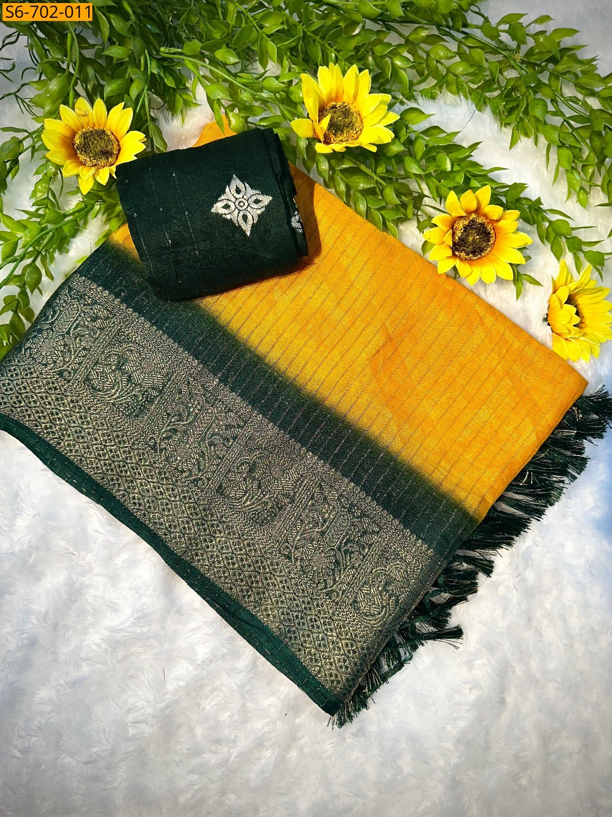 Yellow Soft dola silk sarees